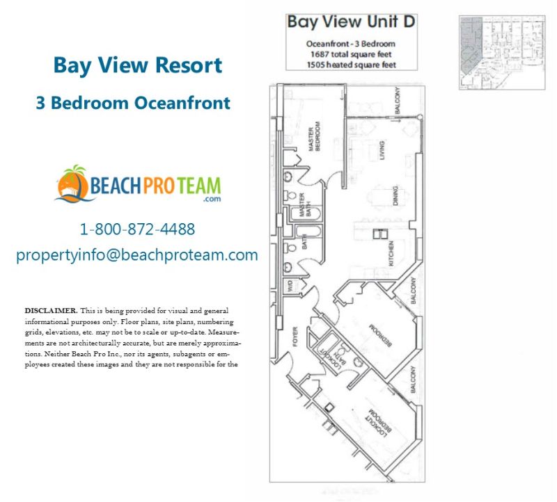 Bay View Resort Floor Plan D - 3 Bedroom Oceanfront